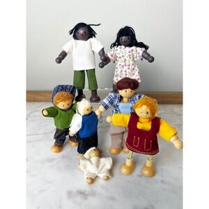 PlanToys Wooden Dollhouse Figures Family Set of 7